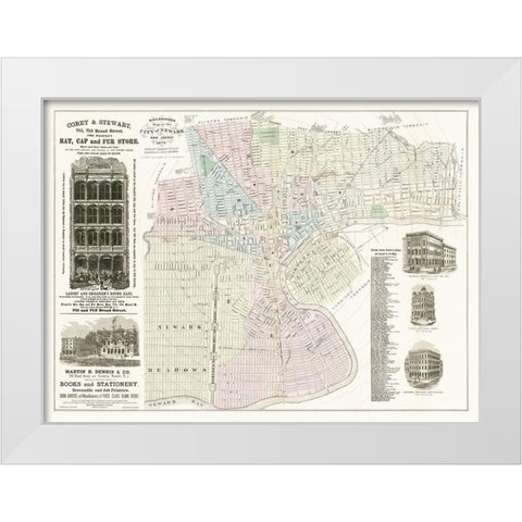 Newark New Jersey - Holbrooks 1879  White Modern Wood Framed Art Print by Holbrooks