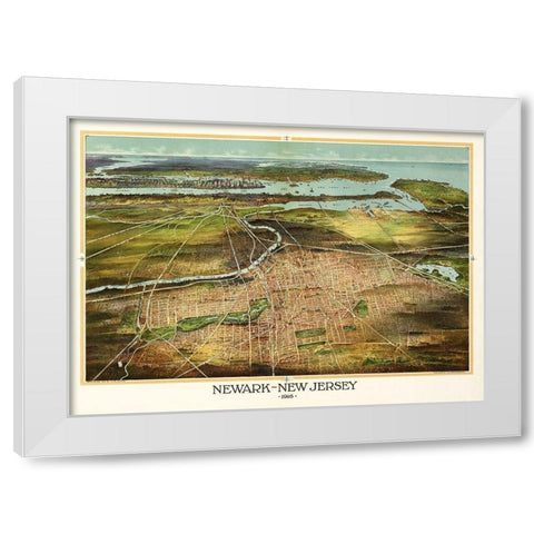Newark New Jersey - Landis 1916  White Modern Wood Framed Art Print by Landis