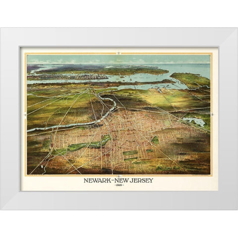 Newark New Jersey - Landis 1916  White Modern Wood Framed Art Print by Landis