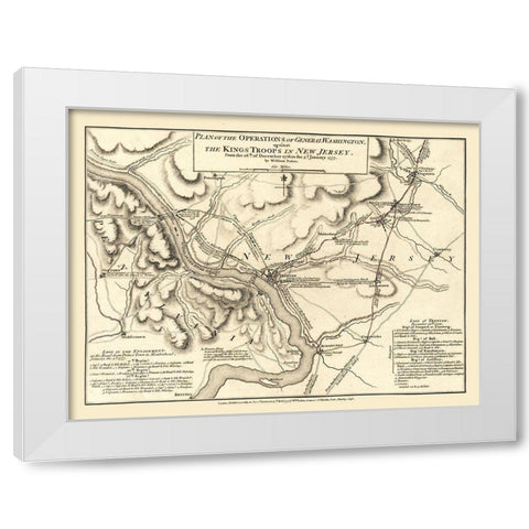 New Jersey General Washington Operations - Faden 1777  White Modern Wood Framed Art Print by Faden