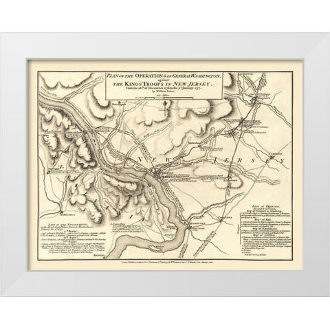 New Jersey General Washington Operations - Faden 1777  White Modern Wood Framed Art Print by Faden