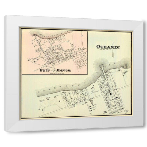 Oceanic, Fair Haven New Jersey Landowner White Modern Wood Framed Art Print by Woolman
