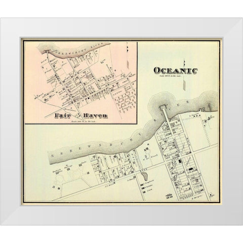 Oceanic, Fair Haven New Jersey Landowner White Modern Wood Framed Art Print by Woolman