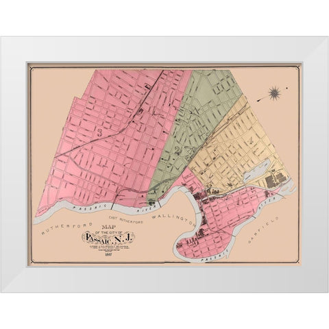 Passaic New Jersey - Wise 1897 White Modern Wood Framed Art Print by Wise