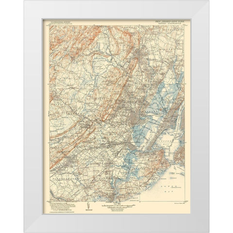 Passaic New Jersey New York Quad - USGS 1905 White Modern Wood Framed Art Print by USGS
