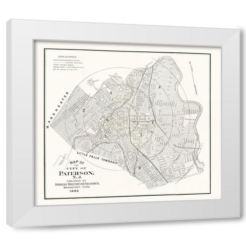 Paterson New Jersey - American Pub Co 1893  White Modern Wood Framed Art Print by American Pub Co