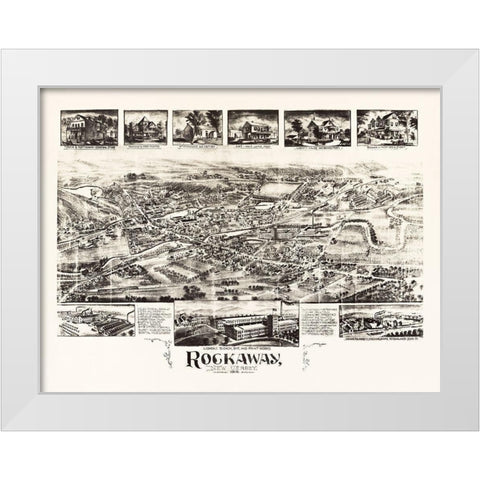Rockaway New Jersey - Bailey 1902  White Modern Wood Framed Art Print by Bailey