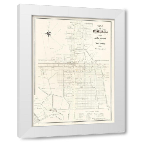 Roselle New Jersey - Lansley 1887  White Modern Wood Framed Art Print by Lansley
