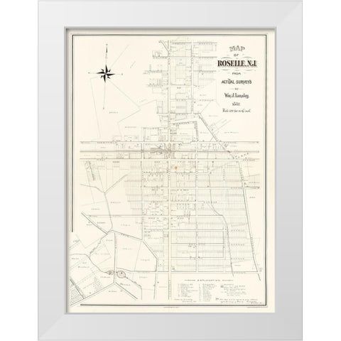 Roselle New Jersey - Lansley 1887  White Modern Wood Framed Art Print by Lansley