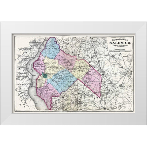 Salem New Jersey - Beers 1872 White Modern Wood Framed Art Print by Beers