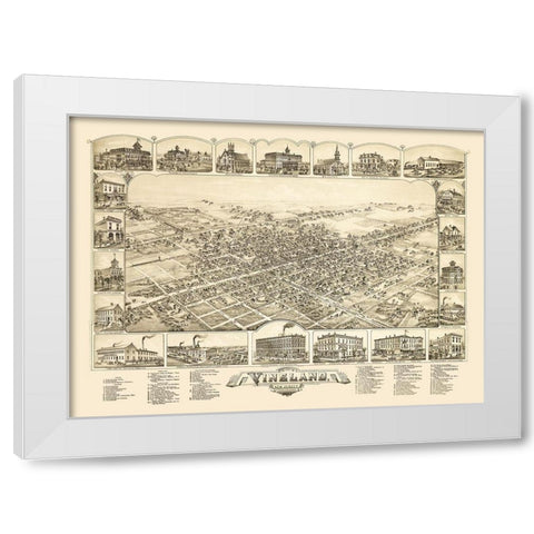 Vineland New Jersey - Bailey 1885  White Modern Wood Framed Art Print by Bailey