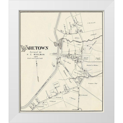 Waretown New Jersey Landowner - Woolman 1878 White Modern Wood Framed Art Print by Woolman