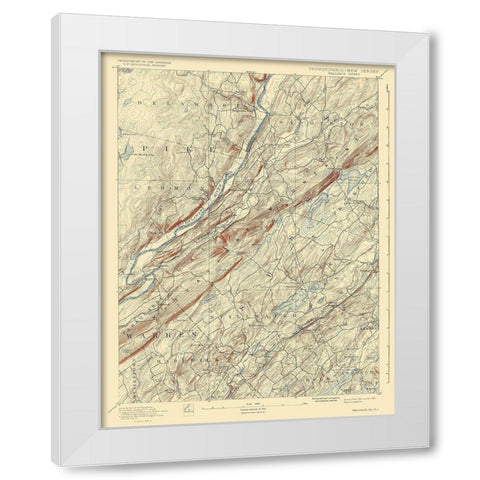 Wallpack Pennsylvania New Jersey Quad - USGS 1893 White Modern Wood Framed Art Print by USGS