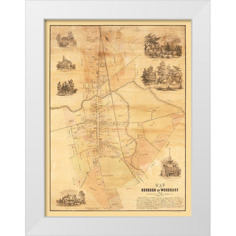 Woodbury New Jersey - Pierson 1854  White Modern Wood Framed Art Print by Pierson