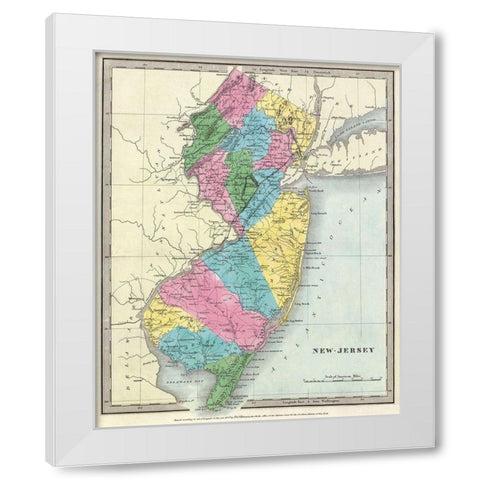 New Jersey - Burr 1835 White Modern Wood Framed Art Print by Burr