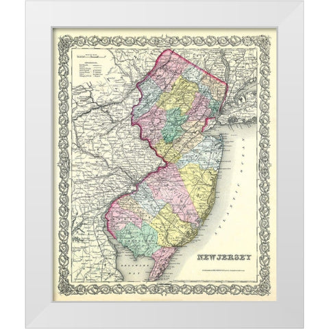 New Jersey - Colton 1856 White Modern Wood Framed Art Print by Colton