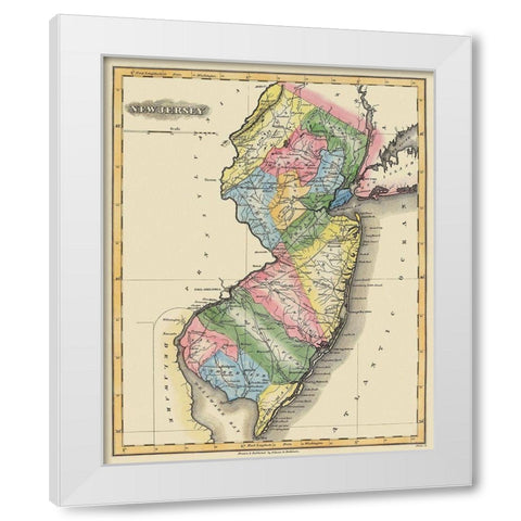 New Jersey - Lucas 1823 White Modern Wood Framed Art Print by Lucas
