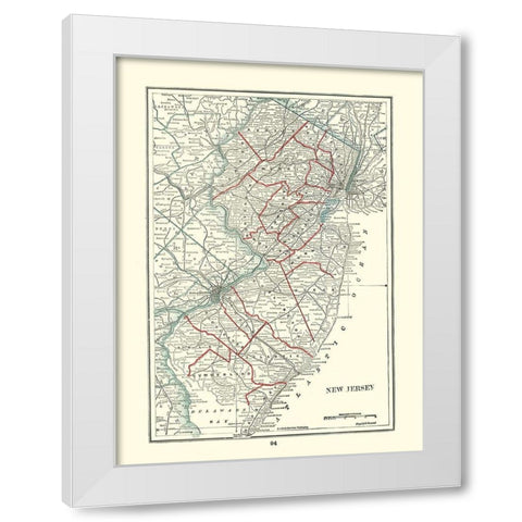 New Jersey - Rathbun 1893 White Modern Wood Framed Art Print by Rathbun