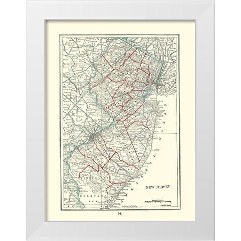 New Jersey - Rathbun 1893 White Modern Wood Framed Art Print by Rathbun