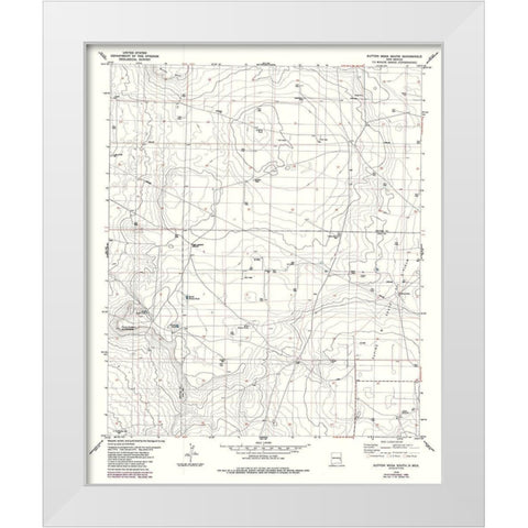 South Button Mesa New Mexico Quad - USGS 1979 White Modern Wood Framed Art Print by USGS