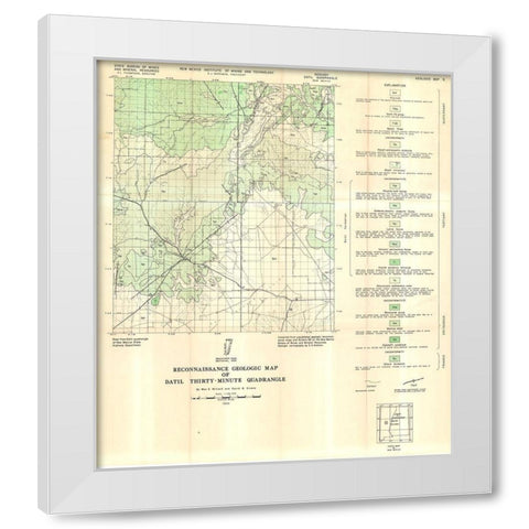 Datil Quad New Mexico Mines - Willard 1958 White Modern Wood Framed Art Print by Willard
