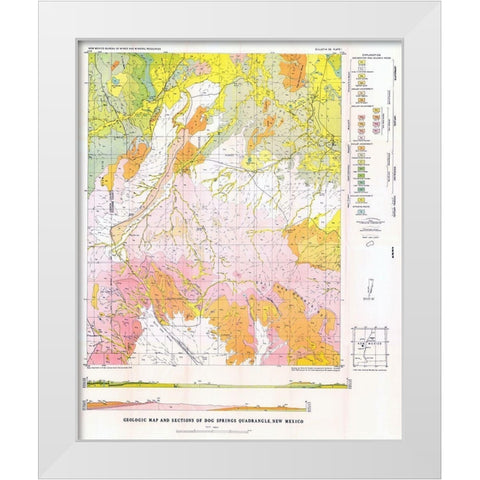 Dog Springs Quad New Mexico Mines - Givens 1952 White Modern Wood Framed Art Print by Givens