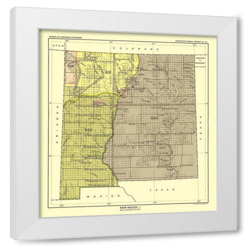 New Mexico - Hoen 1896 White Modern Wood Framed Art Print by Hoen