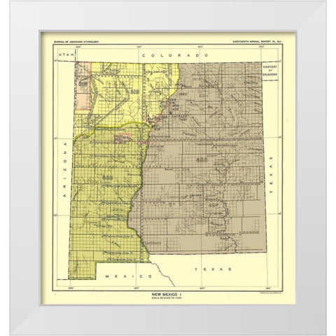 New Mexico - Hoen 1896 White Modern Wood Framed Art Print by Hoen