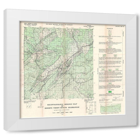 Reserve Quad New Mexico Mines - Willard 1956 White Modern Wood Framed Art Print by Willard