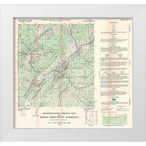 Reserve Quad New Mexico Mines - Willard 1956 White Modern Wood Framed Art Print by Willard