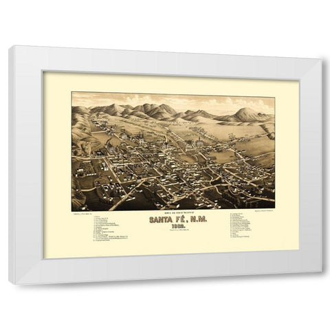 Santa Fe New Mexico - Stoner 1892 White Modern Wood Framed Art Print by Stoner