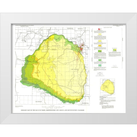 San Juan Basin New Mexico Colorado - USGS 1959 White Modern Wood Framed Art Print by USGS