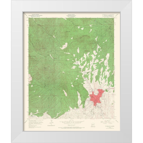 Silver City New Mexico Quad - USGS 1950 White Modern Wood Framed Art Print by USGS