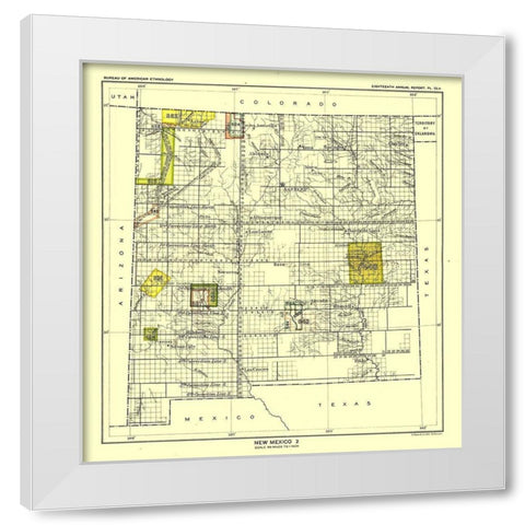 New Mexico - Santa Fe - Hoen 1896 White Modern Wood Framed Art Print by Hoen