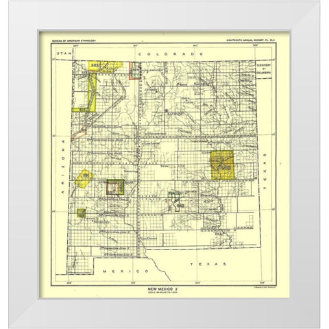 New Mexico - Santa Fe - Hoen 1896 White Modern Wood Framed Art Print by Hoen