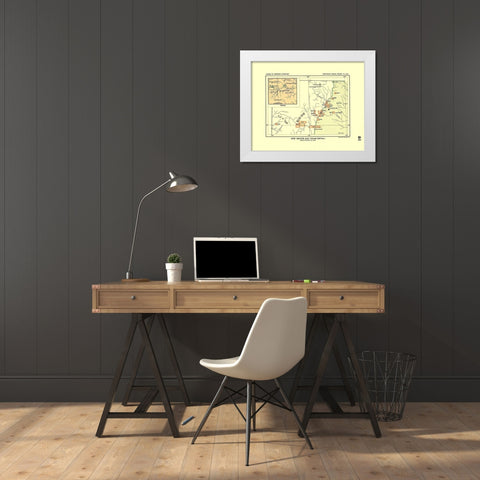New Mexico - Texas - Detail - Hoen 1896 White Modern Wood Framed Art Print by Hoen