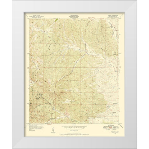 Tyrone New Mexico Quad - USGS 1950 White Modern Wood Framed Art Print by USGS