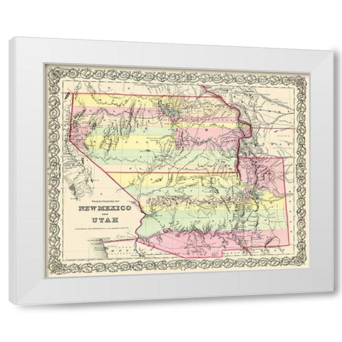 New Mexico, Utah Territories - Colton 1856 White Modern Wood Framed Art Print by Colton