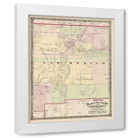 New Mexico Territory - Cram 1875 White Modern Wood Framed Art Print by Cram