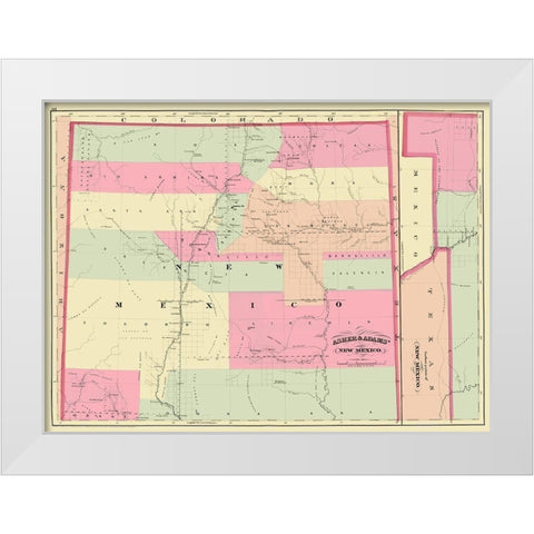 New Mexico - Asher 1874 White Modern Wood Framed Art Print by Asher