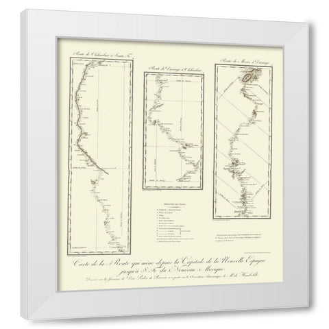 New Mexico Routes - von Humbolt 1807 White Modern Wood Framed Art Print by von Humbolt