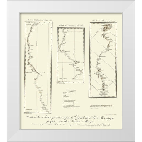 New Mexico Routes - von Humbolt 1807 White Modern Wood Framed Art Print by von Humbolt