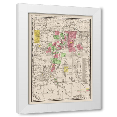 New Mexico - Rand McNally 1897 White Modern Wood Framed Art Print by Rand McNally