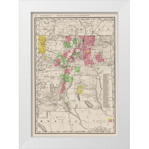 New Mexico - Rand McNally 1897 White Modern Wood Framed Art Print by Rand McNally