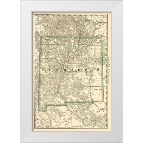 New Mexico - Rand McNally 1879 White Modern Wood Framed Art Print by Rand McNally