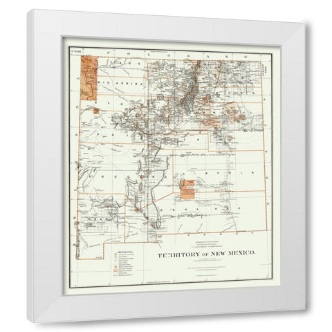 New Mexico - Roeser 1879 White Modern Wood Framed Art Print by Roeser