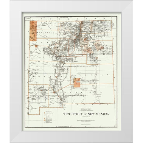 New Mexico - Roeser 1879 White Modern Wood Framed Art Print by Roeser