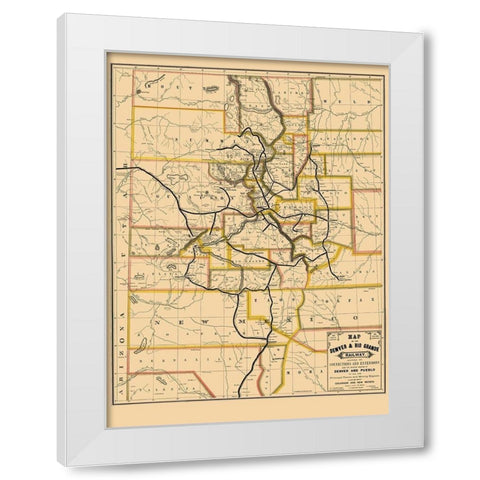 Denver and Rio Grande Railway - Palmer 1881 White Modern Wood Framed Art Print by Palmer