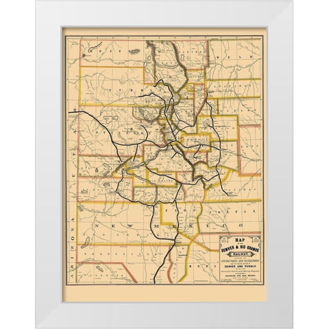 Denver and Rio Grande Railway - Palmer 1881 White Modern Wood Framed Art Print by Palmer