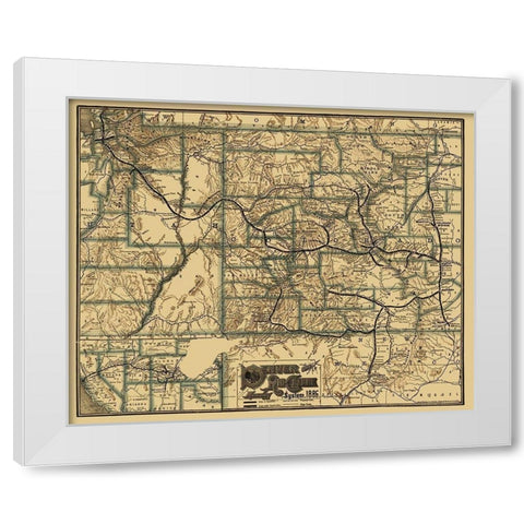 Denver and Rio Grande Railway 1886 White Modern Wood Framed Art Print by Rand McNally
